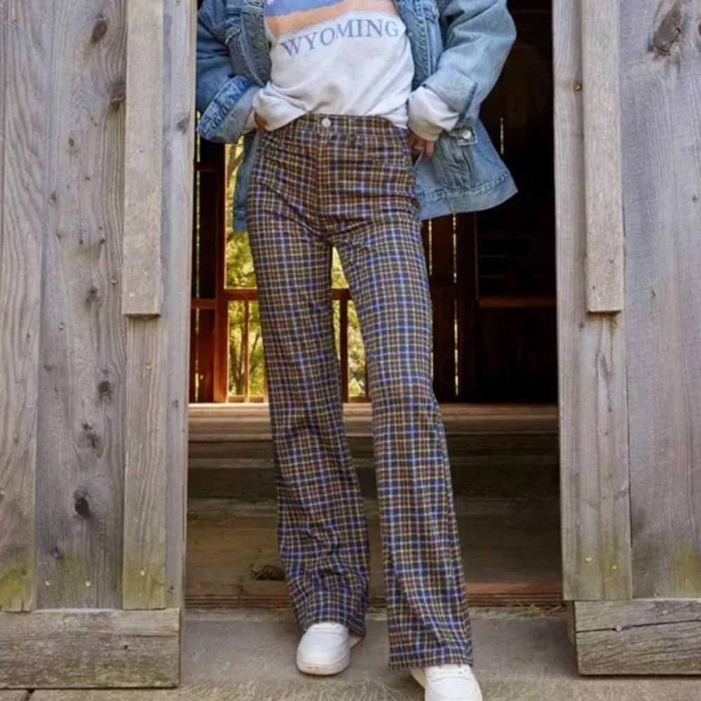 American Eagle Super Stretch Plaid Flare Pants